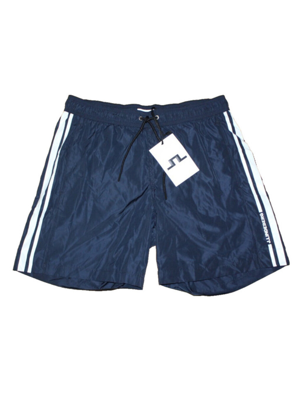 NEW J. Lindeberg Delta Stripe Swim Shorts Trunks Blue / White MEDIUM Lined NWT